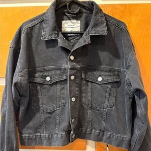H&M Oversized 90s Black Denim Jacket Small
